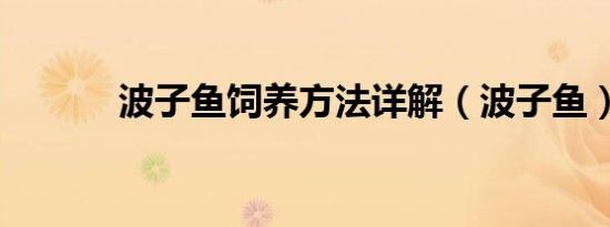 波子鱼饲养方法详解（波子鱼）