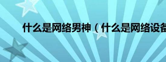 什么是网络男神（什么是网络设备）