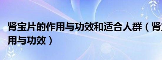 肾宝片的作用与功效和适合人群（肾宝片的作用与功效）
