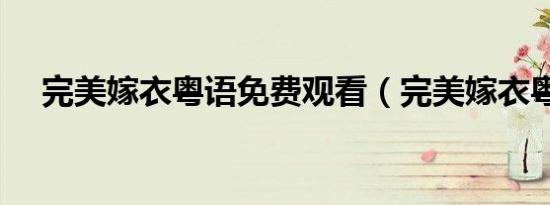 完美嫁衣粤语免费观看（完美嫁衣粤语）