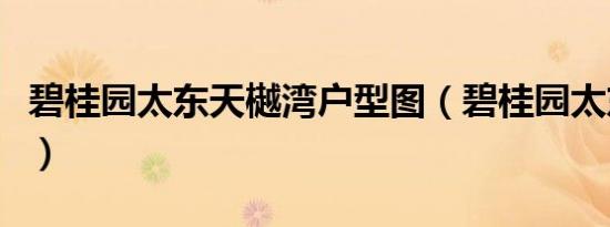 碧桂园太东天樾湾户型图（碧桂园太东天樾湾）