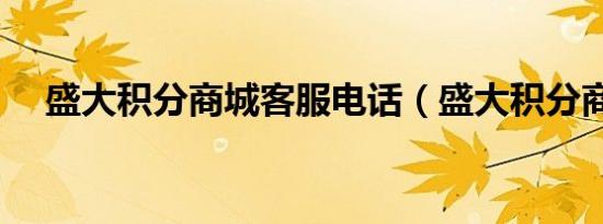 盛大积分商城客服电话（盛大积分商城）