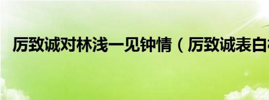 厉致诚对林浅一见钟情（厉致诚表白林浅）