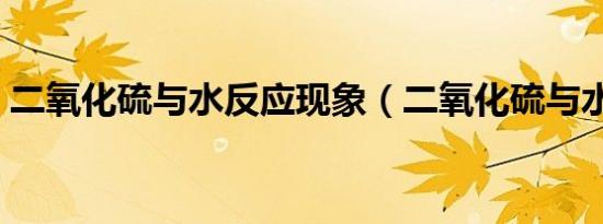 二氧化硫与水反应现象（二氧化硫与水反应）