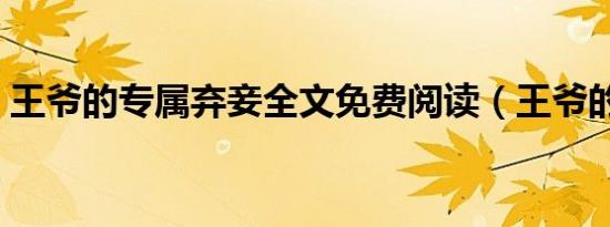 王爷的专属弃妾全文免费阅读（王爷的囚妾）