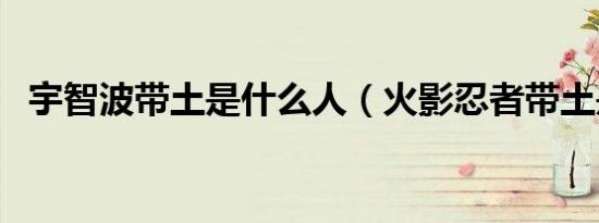 宇智波带土是什么人（火影忍者带土是谁）