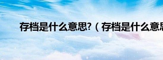 存档是什么意思?（存档是什么意思）
