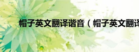 帽子英文翻译谐音（帽子英文翻译）