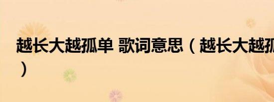 越长大越孤单 歌词意思（越长大越孤单 歌词）