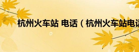 杭州火车站 电话（杭州火车站电话）