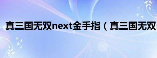 真三国无双next金手指（真三国无双next）