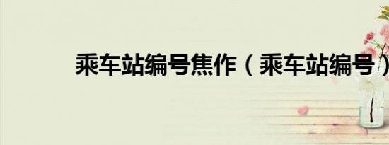 乘车站编号焦作（乘车站编号）