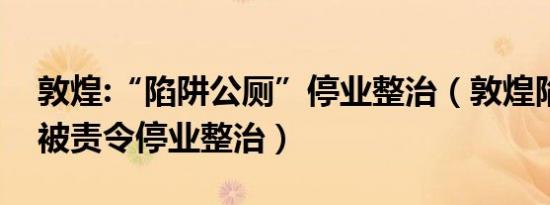 敦煌:“陷阱公厕”停业整治（敦煌陷阱公厕被责令停业整治）