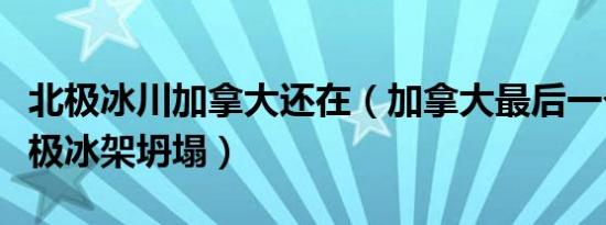北极冰川加拿大还在（加拿大最后一个完整北极冰架坍塌）