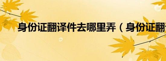 身份证翻译件去哪里弄（身份证翻译）