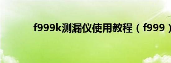 f999k测漏仪使用教程（f999）