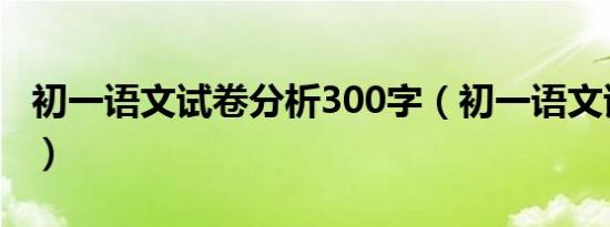 初一语文试卷分析300字（初一语文试卷分析）
