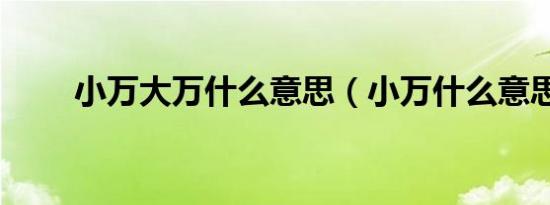 小万大万什么意思（小万什么意思）