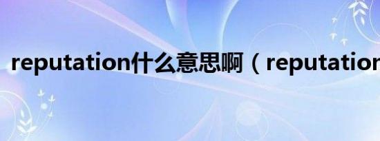reputation什么意思啊（reputation意思）