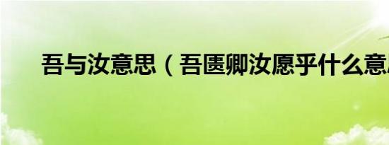 吾与汝意思（吾匮卿汝愿乎什么意思）