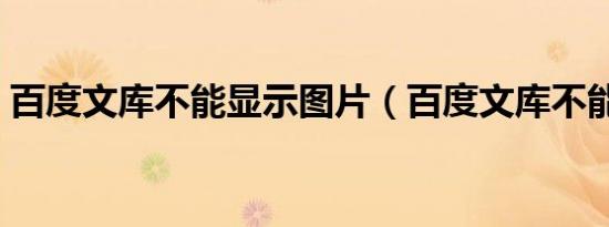 百度文库不能显示图片（百度文库不能显示）