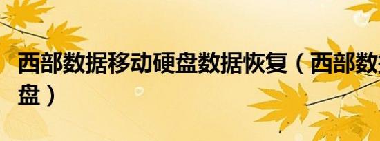 西部数据移动硬盘数据恢复（西部数据移动硬盘）
