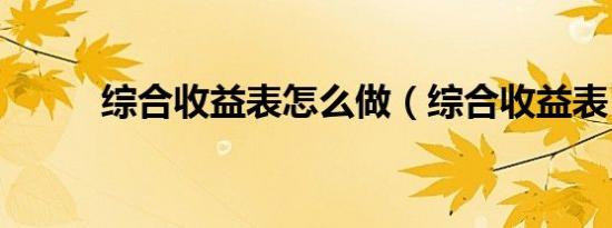 综合收益表怎么做（综合收益表）