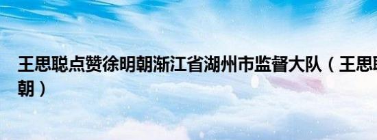 王思聪点赞徐明朝渐江省湖州市监督大队（王思聪点赞徐明朝）
