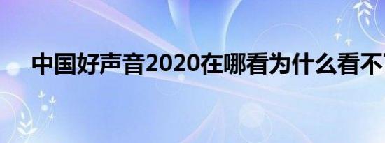 中国好声音2020在哪看为什么看不了了