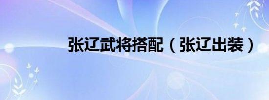 张辽武将搭配（张辽出装）