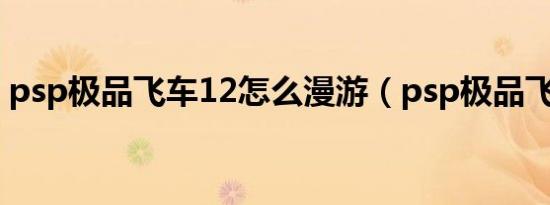 psp极品飞车12怎么漫游（psp极品飞车12）